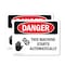 Signmission This Machine Starts Automatically Danger Sign, Vinyl Decal, 10in W x 7in L, 2PK OS-2PACK-DS-D-710-L-1590 - alternate 1